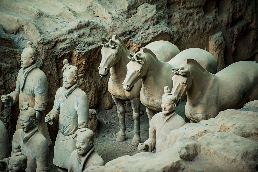 XIAN, CHINA - OCTOBER 06: Terracotta Army, a collection of terracotta sculptures depicting the armies of Emperor Qin Shi Huang, the first Emperor of China, on 06 October 2016, in Xian, Shaanxi, China. (Photo by studioEAST/Getty Images)