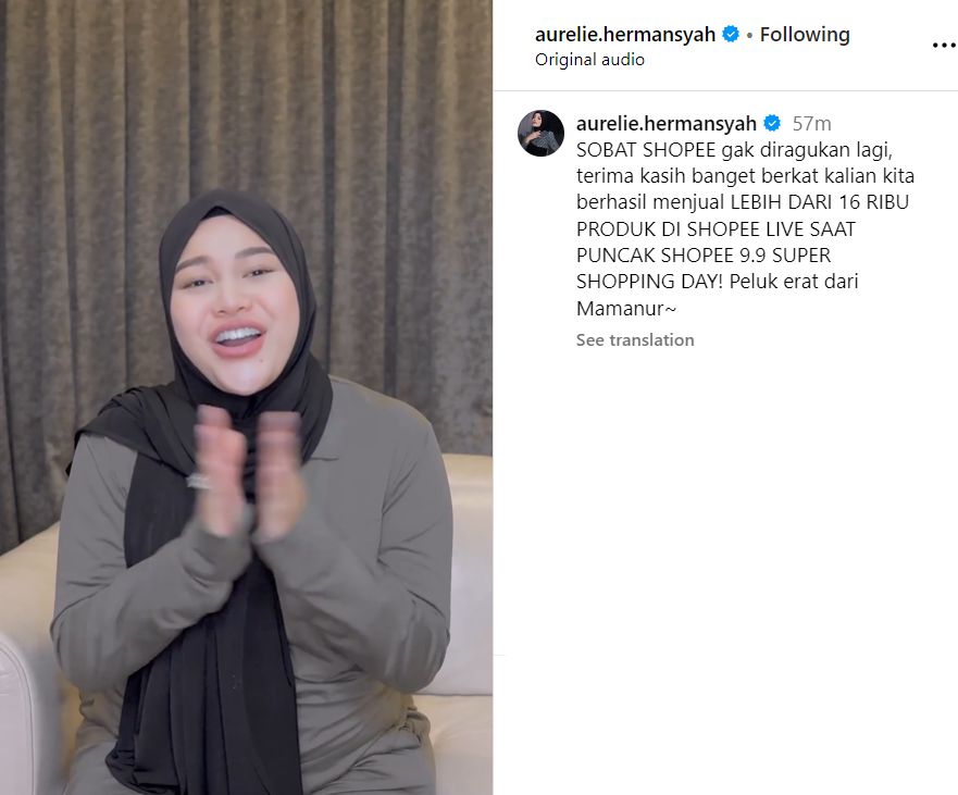 Jual 16 Ribu Produk, Aurel Bikin Geger Shopee Live Puncak 9.9