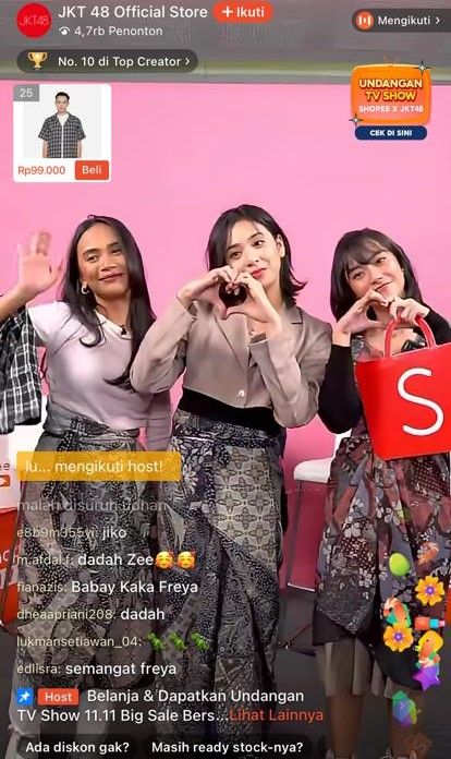 Live Shopping Zee dan Freya JKT48 (dok:Shopee)