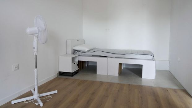 A bedroom of the Olympic village is pictured, in Saint-Denis, north of Paris Wednesday, Feb. 28, 2024. When French President Emmanuel Macron inaugurates the Olympic village on Thursday, Feb. 29, he will see a run-down area transformed into an international hub for the Paris Games. (AP Photo/Thibault Camus)