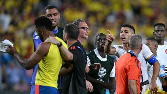 Detik-Detik Baku Hantam Kolombia Vs Uruguay di Copa America